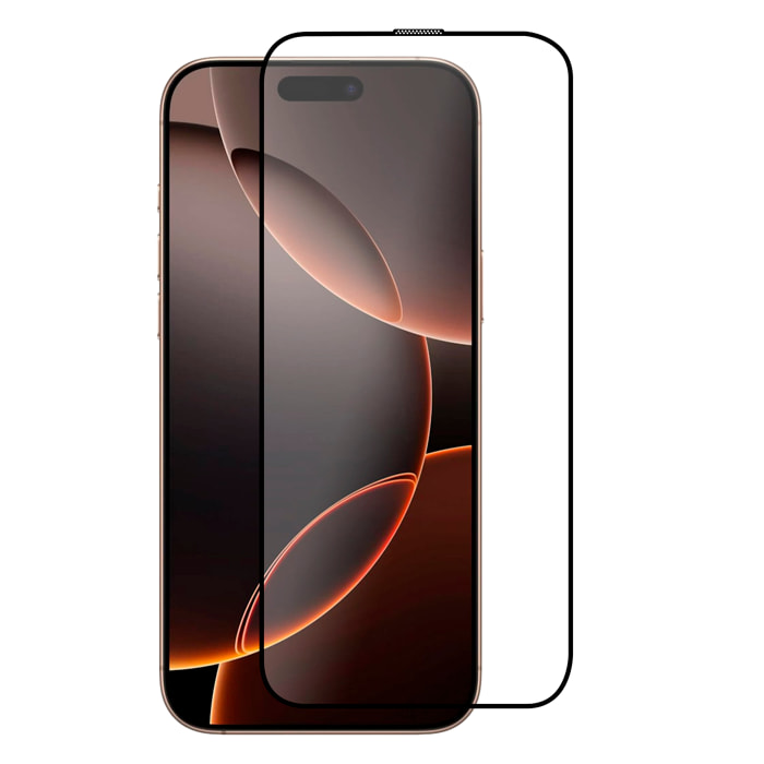 Protector de pantalla de cristal templado con marco negro para iPhone 16 Pro, resistente al desgaste, a los arañazos, antimicrobiano y antiestático.