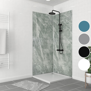 Pack de 2 Panneaux Muraux Pierre Artic Green 90+90x210 cm avec Profilés ANODISE BRILLANT - STONE'IT