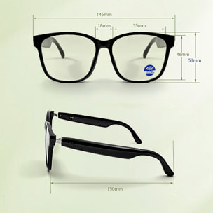 Gafas inteligentes GS08, llamada bluetooth, asistente de voz, control remoto de la cámara.