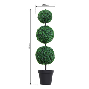 Buis artificiel topiaire artificielle en forme de boules dim. Ø 30 x 112H cm vert