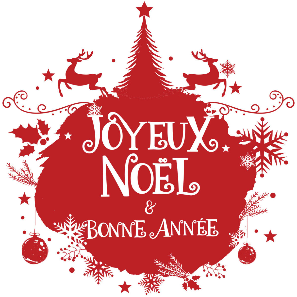 Sticker Noël boule de noël joyeux noël et bonne année - Autocollants stickers adhésifs noël - décoration fêtes