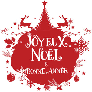 Sticker Noël boule de noël joyeux noël et bonne année - Autocollants stickers adhésifs noël - décoration fêtes