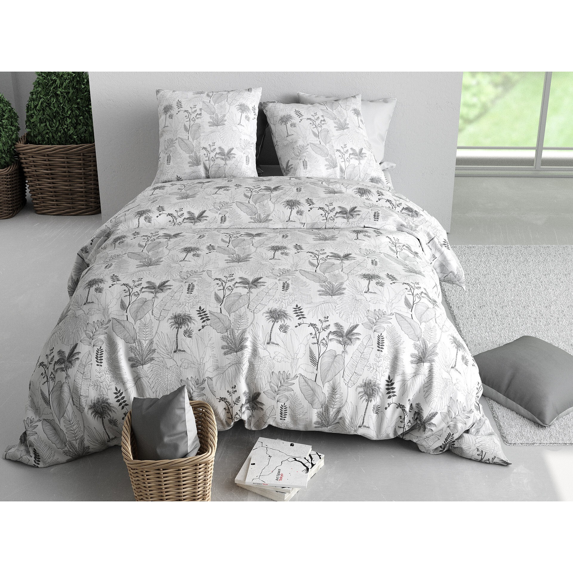 Parure housse de couette imprimée 220x240cm + 2 Taies 100% coton 57fils MERIGOLD