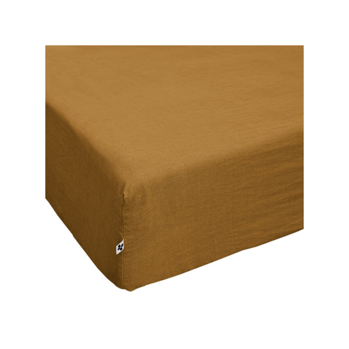 Drap Housse 180 x 200 cm en Lin Lavé - SOLINE