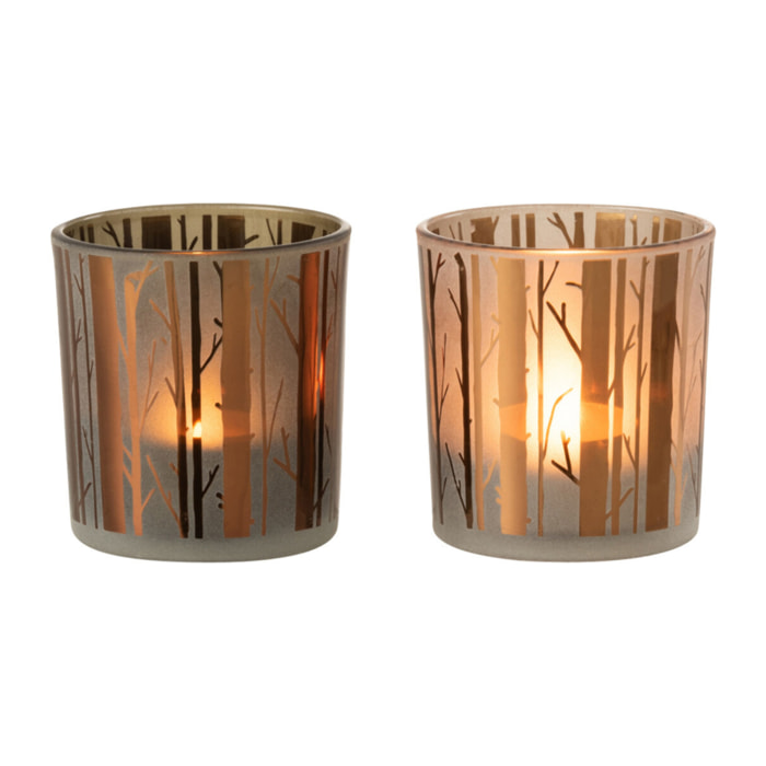 J-Line photophore Arbre - verre - marron - small - 2 pcs