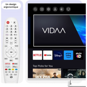 TV QLED ESSENTIELB 43QLED306W 43" (109 cm) 4K - Smart TV, coloris blanc