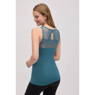 Maglia termica in pizzo verde senza maniche
