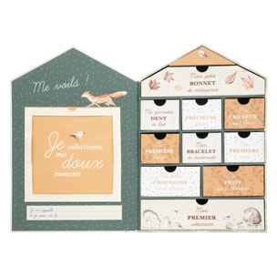 Coffret de naissance souvenirs forêt 10 tiroirs PPR