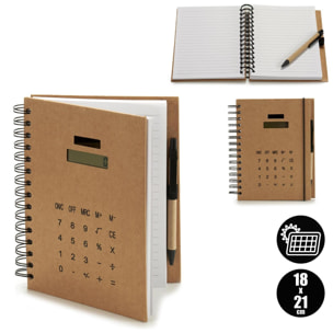 Cuaderno calculadora con bolígrafo 21 cm.