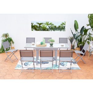 Table de jardin extensible 8 places et 8 chaises SACRAMENTO