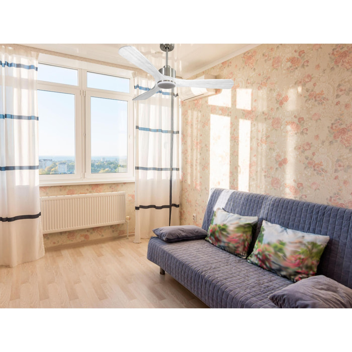 Ventilateur de plafond Réversible  Thermostat Dimmable Wifi Moteur à courant continu Toits en pente Télécommande Lumière à trois tons Hypersilence Mémoire