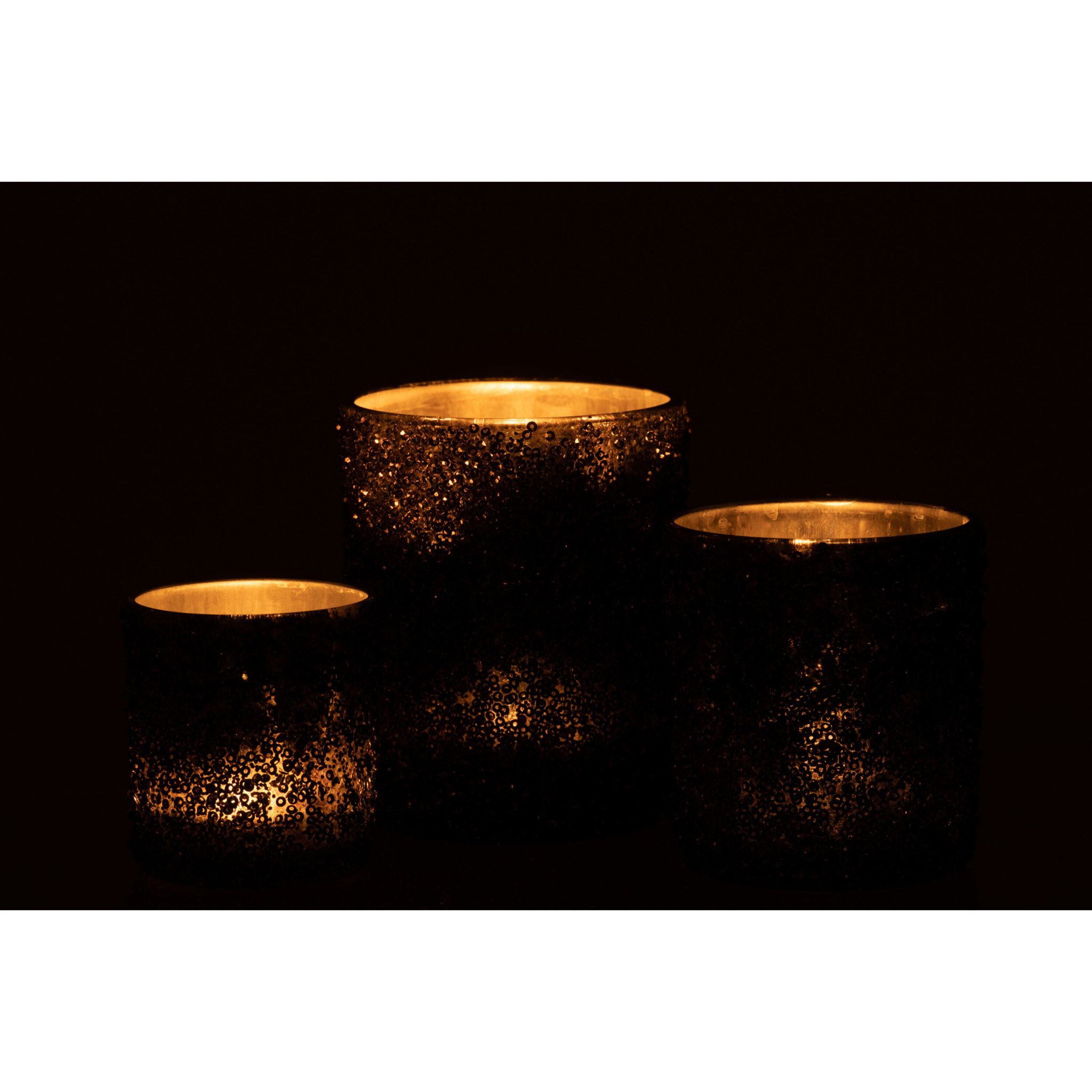 J-Line photophore Paillettes - verre - gris anthracite - large