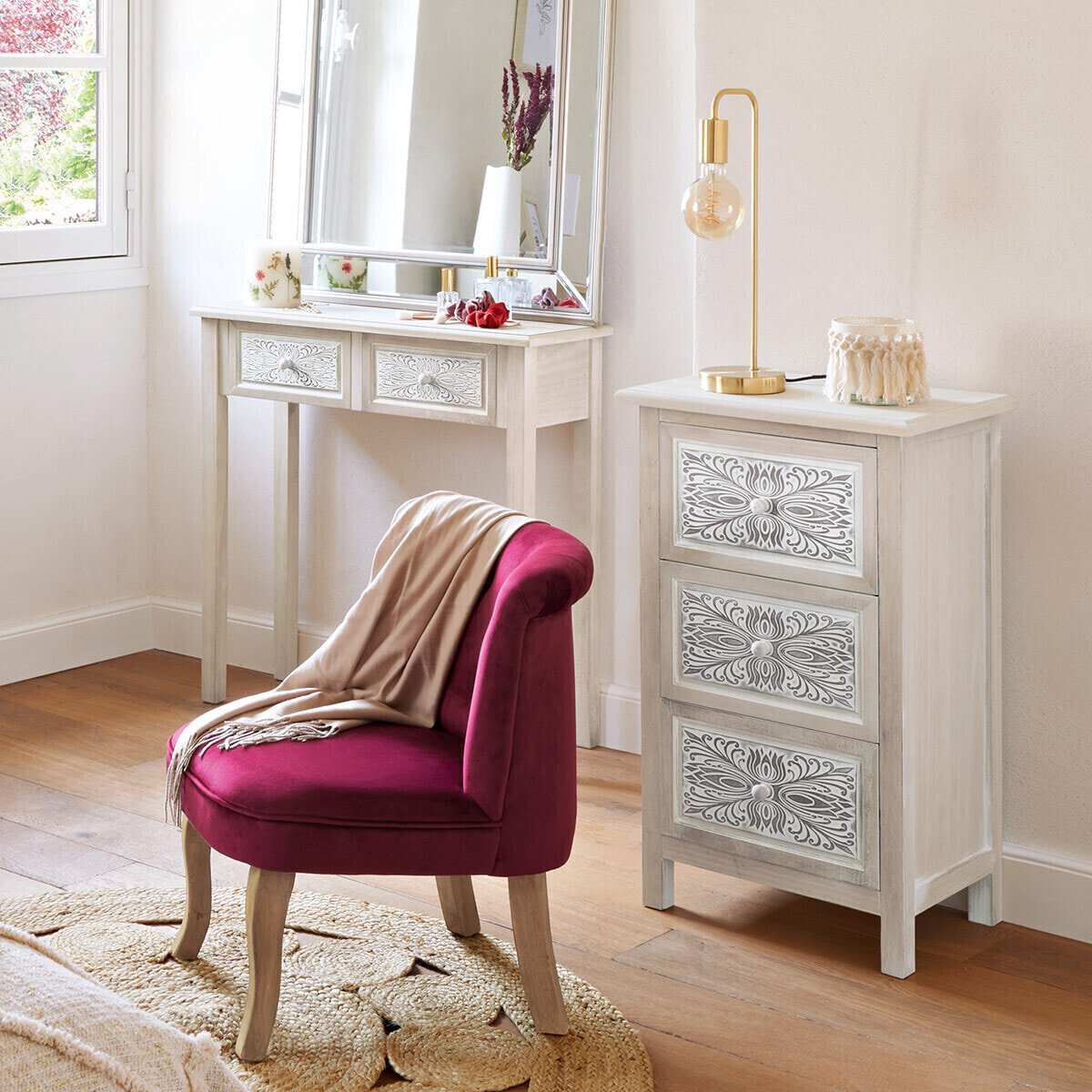 Commode "Hina" blanc 3 tiroirs