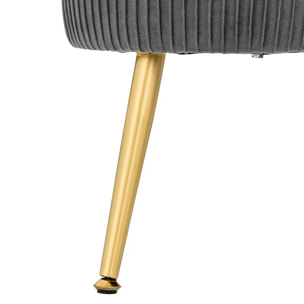 Tabouret "Solaro" velours plissé gris