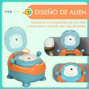 Orinal para Bebé de 6-36 Meses Portátil Orinal Infantil en Forma de Alien con Tapa Estructura Antideslizante Inodoro de Aprendizaje Carga 40 kg 35,6x35,7x22,2 cm Azul