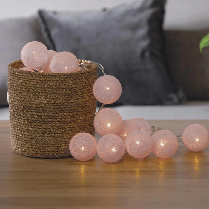 Guirlande LED 20 boules - rose L435 cm