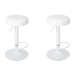 Tabouret De Bar Reglable Mumford Blanc - Lot De 2