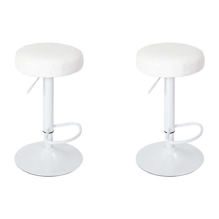 Tabouret De Bar Reglable Mumford Blanc - Lot De 2