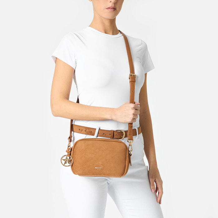 Tracolla donna cognac in microfibra