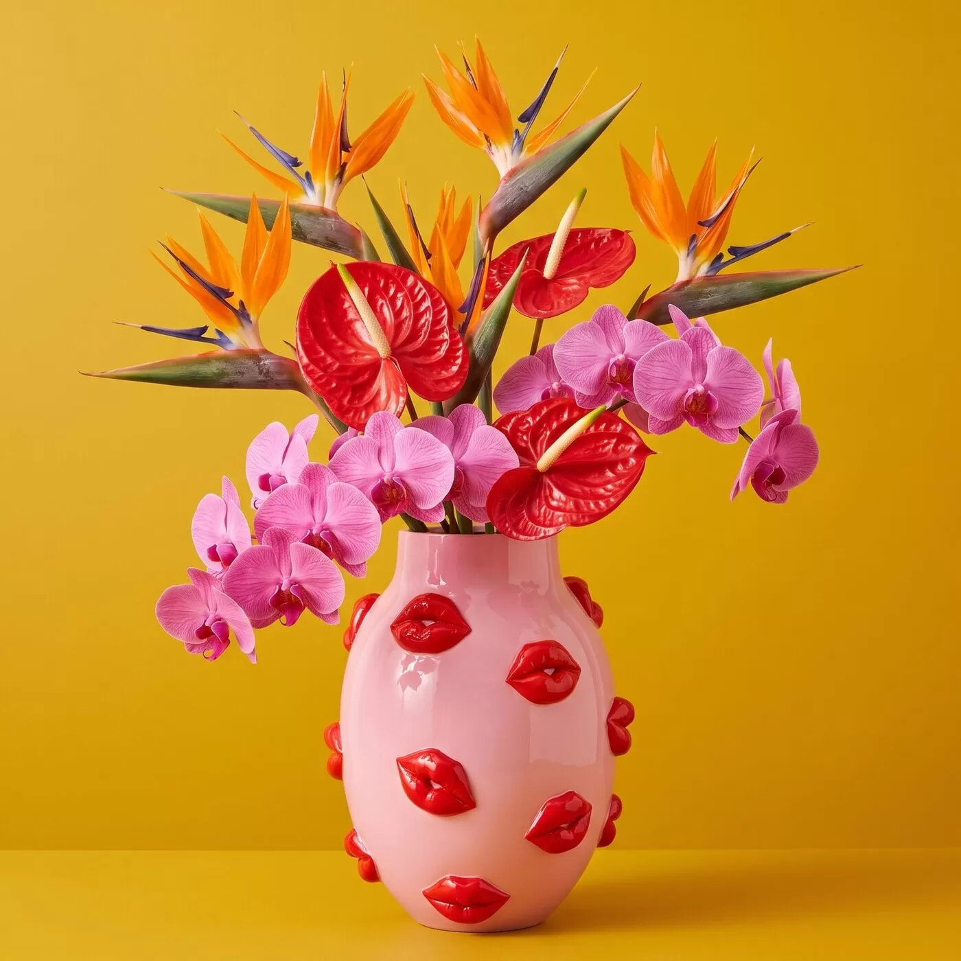 Vase rose bouches rouges 31cm Kare Design