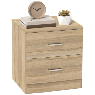 Mesita de Noche Moderna Mesilla de Noche con 2 Cajones Mesita Auxiliar para Salón Dormitorio Carga 30 kg 45x39,5x49 cm Natural