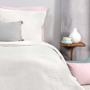 Parure housse de couette gaze de coton blanc