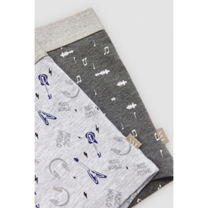 Confezione da 2 boxer da bambino con note musicali