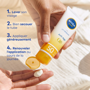 Pack de 2 - Protection solaire Visage Crème UV Anti-Âge FPS 50 NIVEA SUN au Q10 naturel 50ml