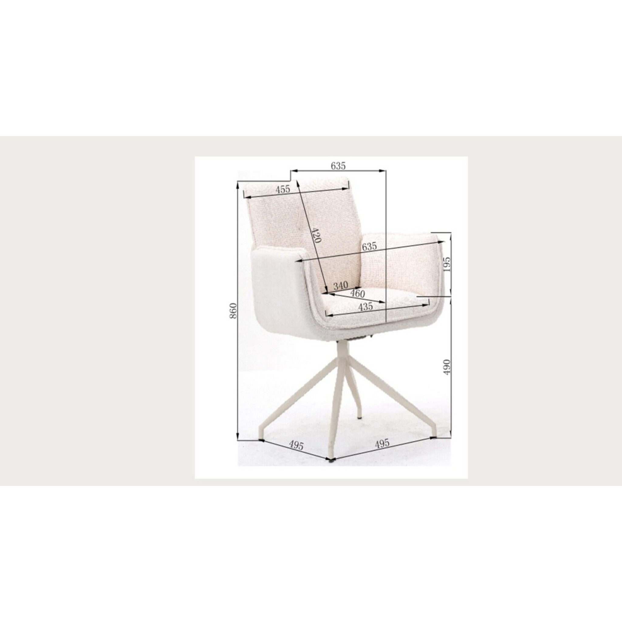 Chaise avec accoudoirs pivotante Hilla crème Kare Design