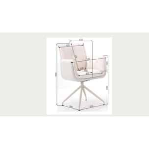 Chaise avec accoudoirs pivotante Hilla crème Kare Design