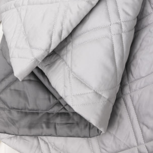 Couvre lit matelassé en satin de coton bio, MERVEILLE, Gris Meteore