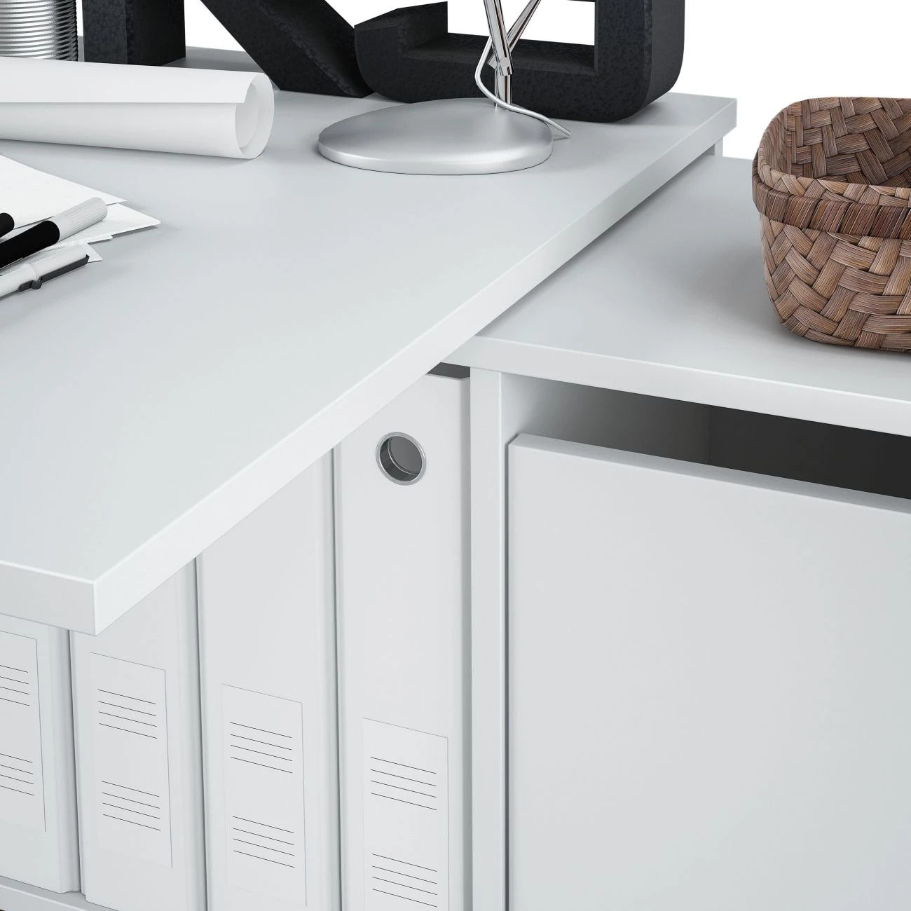 Mesa de escritorio Adapta XL Blanco Artik (Blanco Mate)