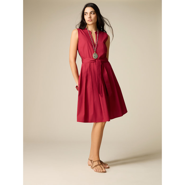 Oltre - Vestito flare in popeline - Rosso