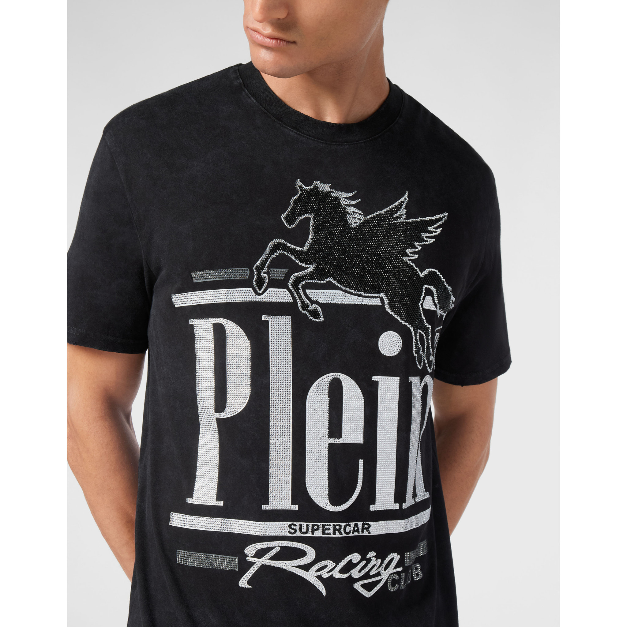 PHILIPP PLEIN Camiseta de cuello redondo y manga corta RACING