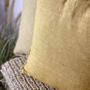 Coussin en lin jaune moutarde 40cm NYL