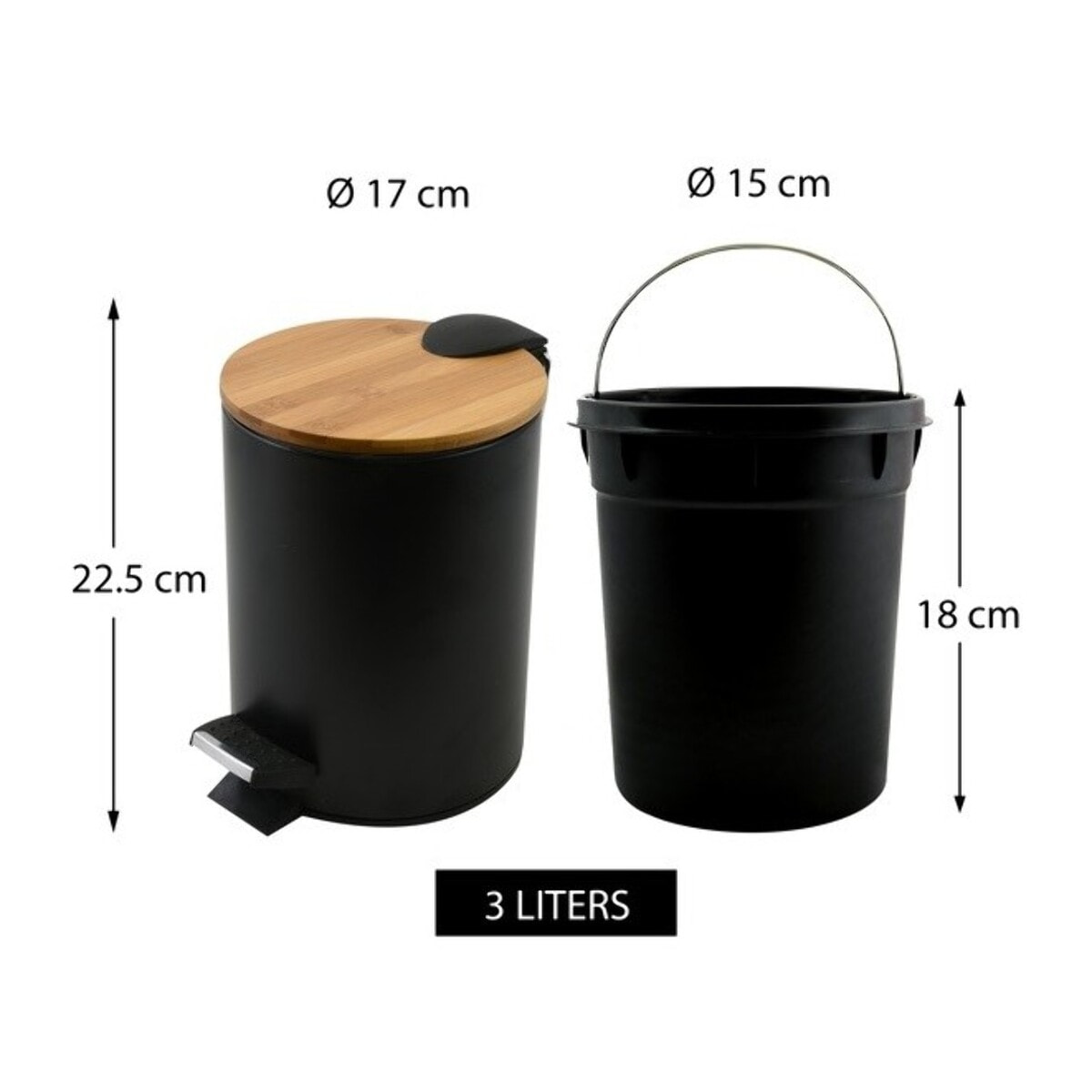 Set Poubelle à  pédale 5L & Brosse Wc ADONIS Noir Mat Spirella