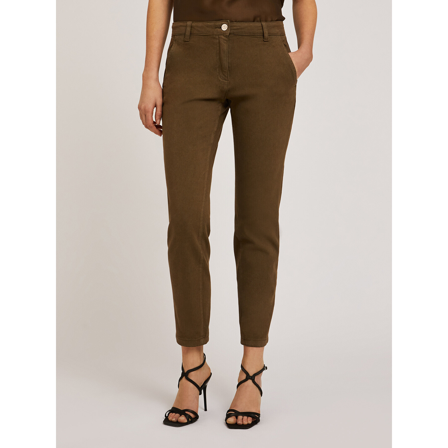 Motivi - Pantaloni chino Kendall in drill di cotone - Verde militare