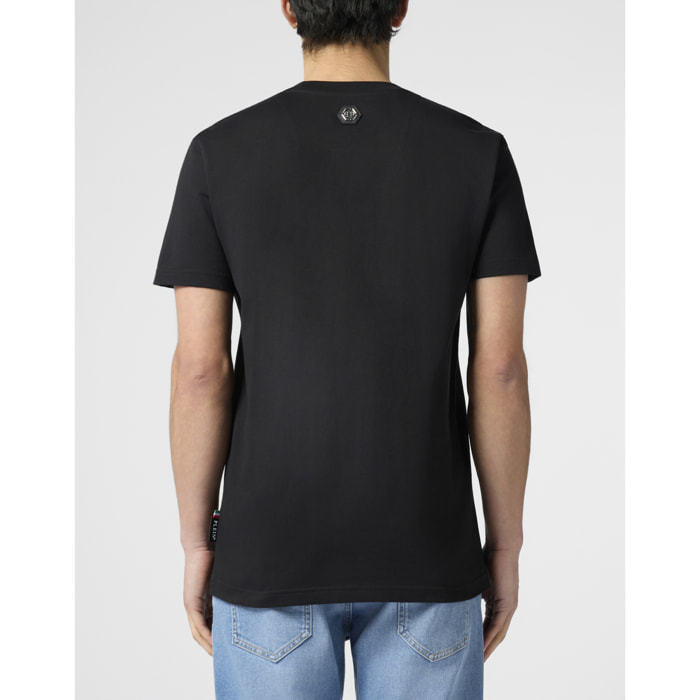 PHILIPP PLEIN Round Neck T-Shirt Paint Splash Skull