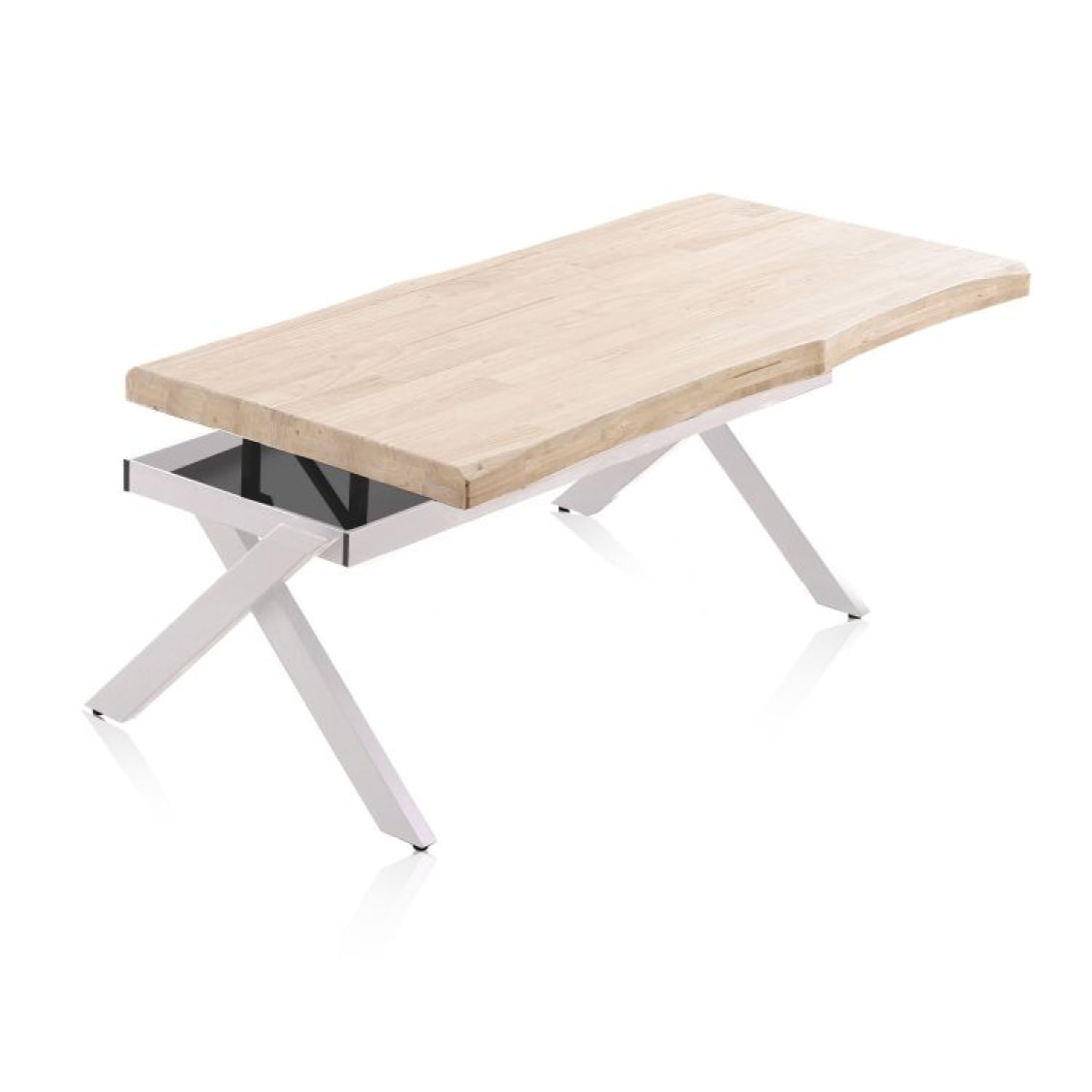 Mesa de centro elevable Xena Fit Roble - Blanco