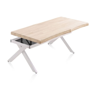 Mesa de centro elevable Xena Fit Roble - Blanco