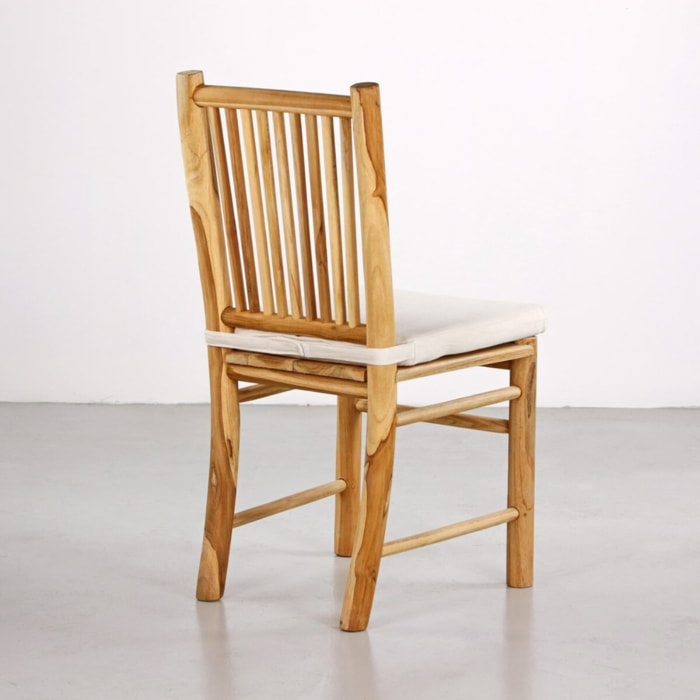 Sedia da esterno in teak riciclato con cuscino ecrù - Shein