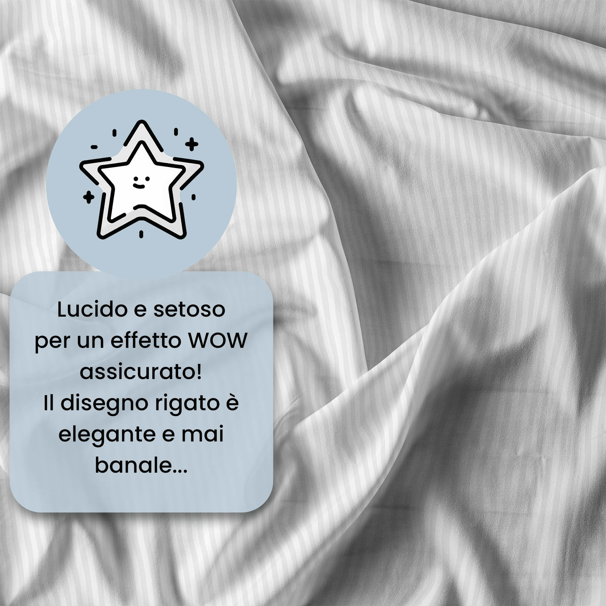 PARURE COPRIPIUMINO SATIN STRIPES, 100% Raso di Poliestere, Made in Italy, No Stiro - BIANCO