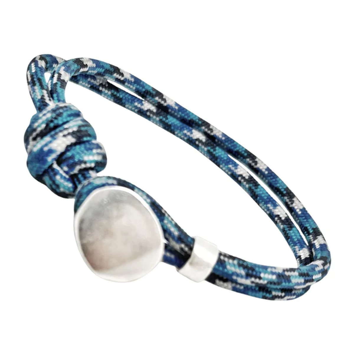 Pulsera Boton paracord azul y plata