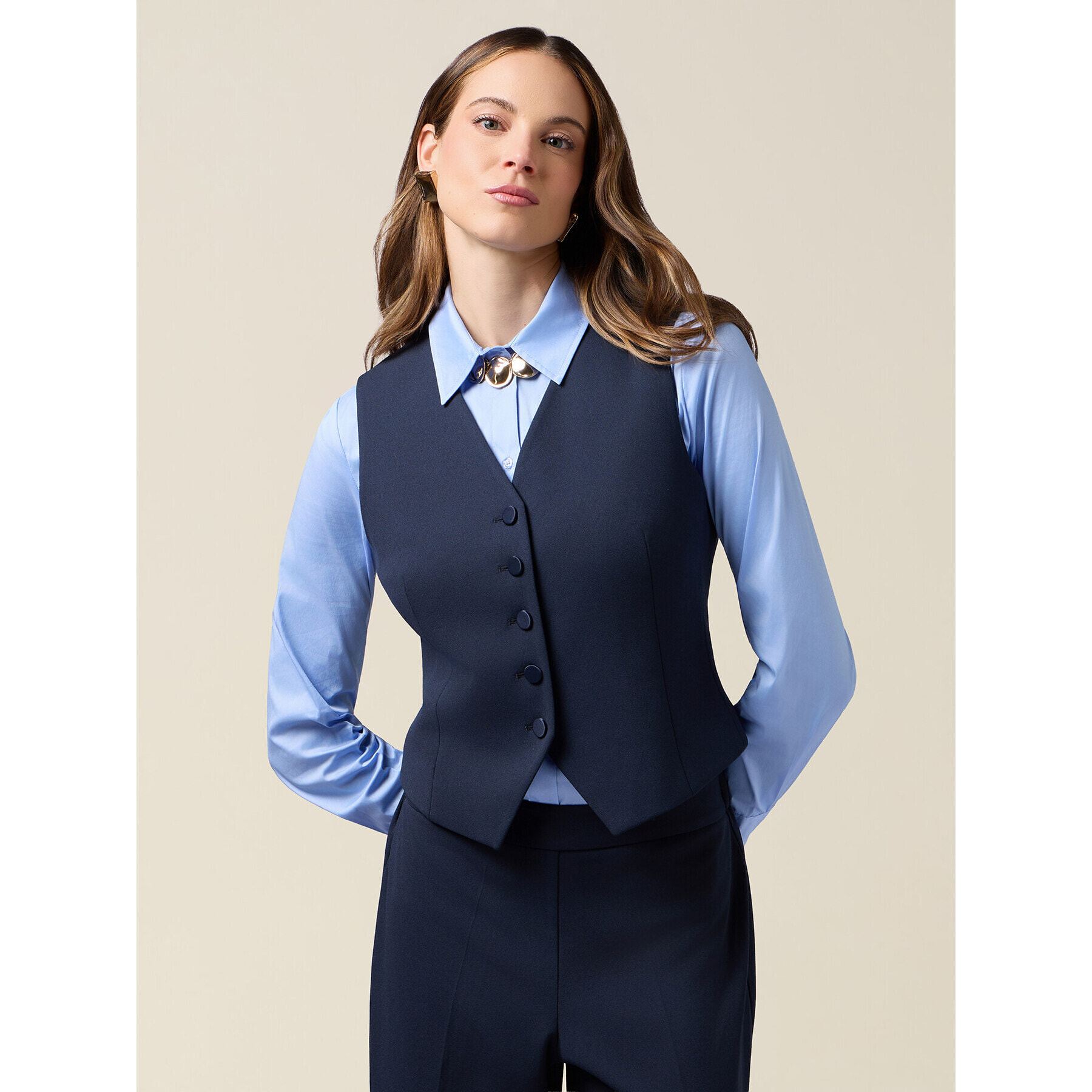 Oltre - Gilet in tessuto crêpe - Blu