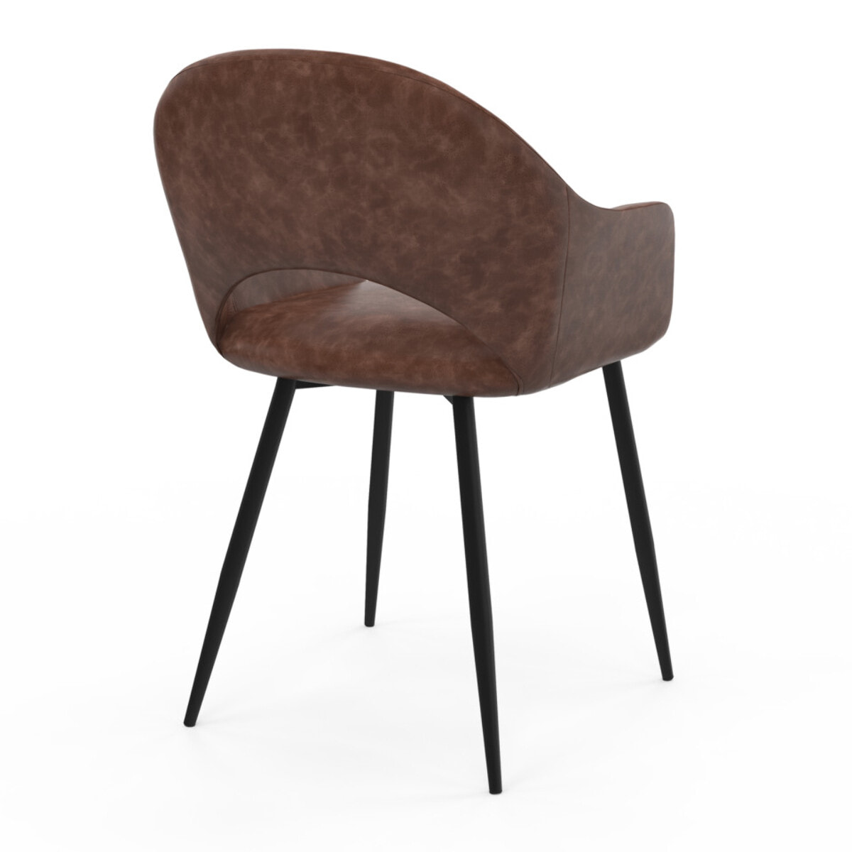 Chaises Rebecca en similicuir marron et pieds métal - lot de 2