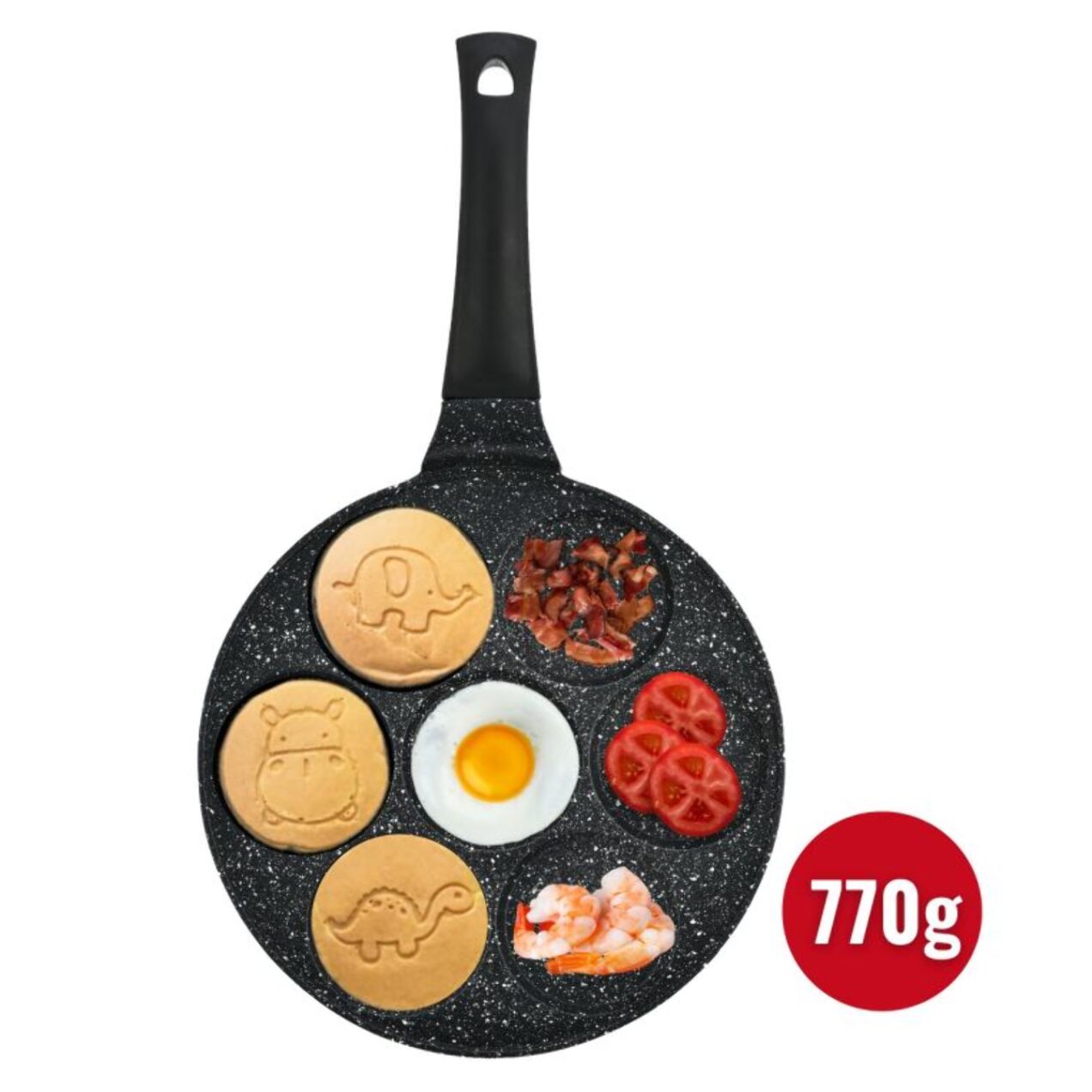 Poêle à crêpes et galettes avec 7 motifs animaux 26cm Herzberg HGCP267ANL