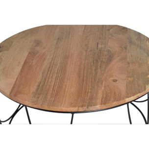 Mesas de Centro de Madera de Mango 80 Cm Estilo Industrial Vintage