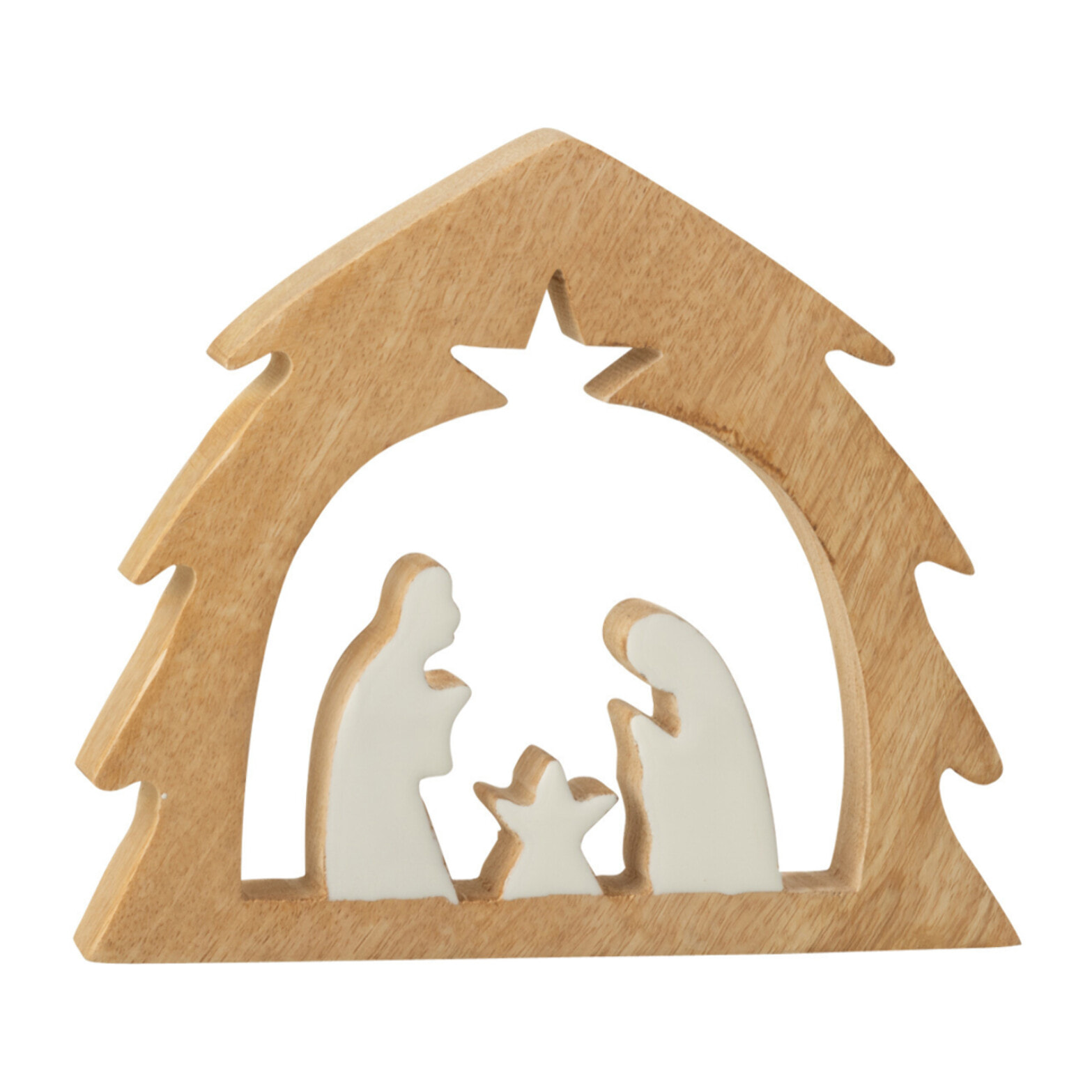 J-Line décoration Crèche Arbre - bois - blanc/naturel - small