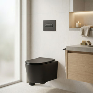 WC suspendu sans bride et fixations invisibles + abattant frein de chute, Noir mat (SATBRE010RREXPBKM)