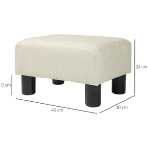 Reposapiés de Salón Taburete Bajo Tapizado en Lino Otomana Rectangular con Estructura de Madera para Sala de Estar Dormitorio Beige